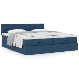 vidaXL Bedframe met matrassen 180x200cm stof blauw