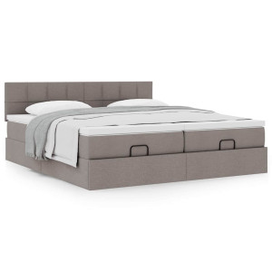 vidaXL Bedframe met matrassen 200x200cm stof taupe