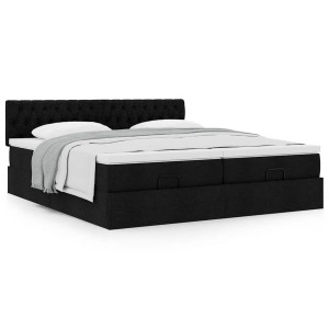 vidaXL Bedframe met matrassen 160x200cm stof zwart