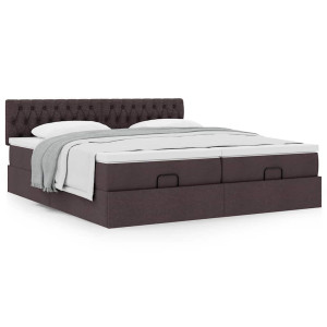 vidaXL Bedframe met matrassen 160x200cm stof donkerbruin