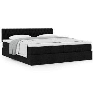 vidaXL Bedframe met matrassen 180x200cm stof zwart