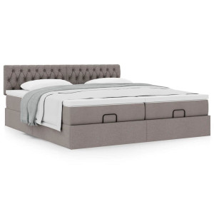 vidaXL Bedframe met matrassen 180x200cm stof taupe