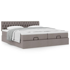 vidaXL Bedframe met matrassen 200x200cm stof taupe