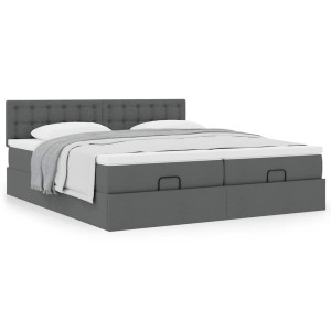 vidaXL Ottoman bed met matrassen 160x200cm stof donkergrijs