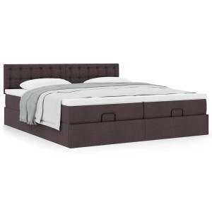 vidaXL Bedframe met matrassen 160x200cm stof donkerbruin