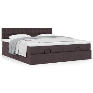 vidaXL Bedframe met matrassen 180x200cm stof donkerbruin