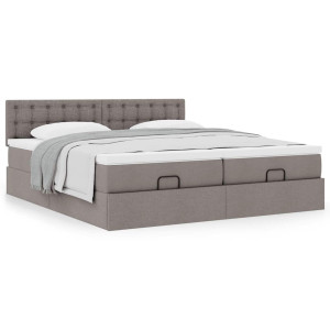 vidaXL Bedframe met matrassen 180x200cm stof taupe