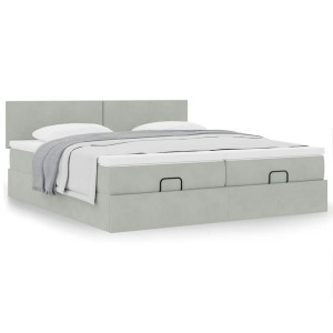 vidaXL Bedframe met matrassen 180x200cm fluweel lichtgrijs