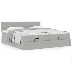 vidaXL Bedframe met matrassen 180x200cm fluweel lichtgrijs