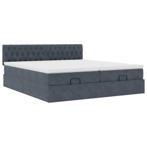 vidaXL Bedframe met matrassen 180x200cm fluweel donkergrijs