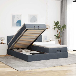 vidaXL Ottoman bed met matrassen 180x200cm fluweel donkergrijs