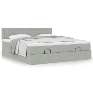 vidaXL Bedframe met matrassen 180x200cm fluweel lichtgrijs