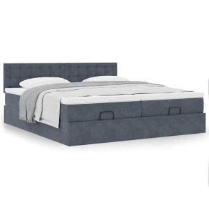 vidaXL Bedframe met matrassen 180x200cm fluweel donkergrijs