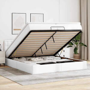 vidaXL Ottoman bed met matrassen en LED's 200x200cm kunstleer
