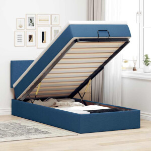 vidaXL Ottoman bed met matras en LED's 80x200cm stof blauw