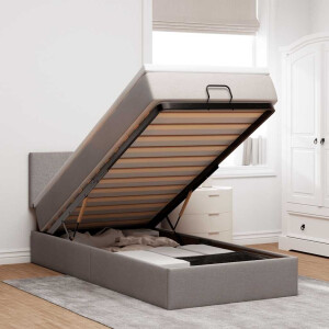 vidaXL Bed poef met matras en LED's 90x200 cm stof taupe