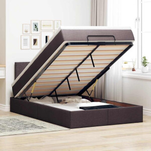 vidaXL Ottoman bed met matras en LED's 120x190 cm stof donkerbruin