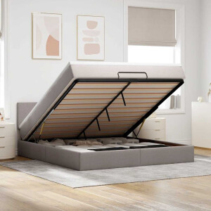 vidaXL Ottoman bed met matras en LED's 160x200cm stof taupe