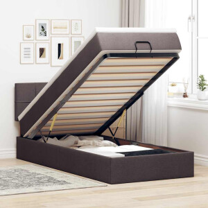 vidaXL Ottoman bed met matras en LED's 100x200 cm stof donkerbruin