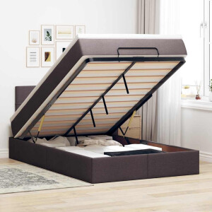 vidaXL Ottoman bed met matras en LED's 120x190 cm stof donkerbruin