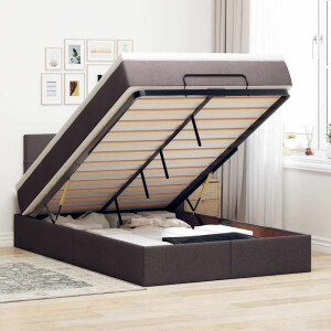 vidaXL Ottoman bed met matras en LED's 120x200 cm stof donkerbruin