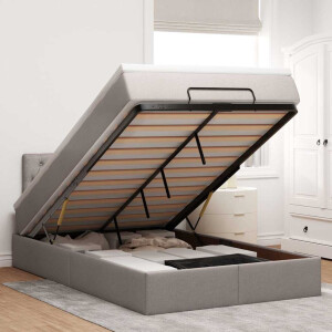 vidaXL Bed poef met matras en LED's 120x190 cm stof taupe