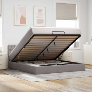 vidaXL Ottoman bed met matras en LED's 160x200cm stof taupe