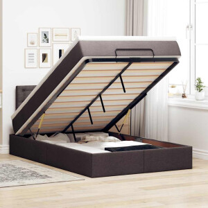 vidaXL Ottoman bed met matras en LED's 120x190 cm stof donkerbruin