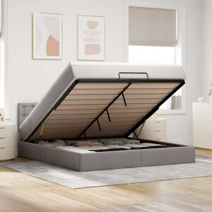 vidaXL Ottoman bed met matras en LED's 160x200cm stof taupe