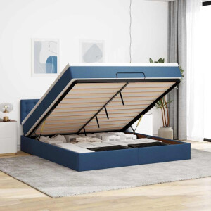 vidaXL Bed poef met matras en LED's 180x200 cm stof blauw
