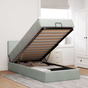 vidaXL Ottoman bed met matras en LED's 80x200cm fluweel lichtgrijs