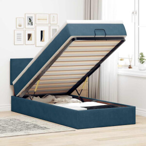vidaXL Bed poef met matras en LED's 80x200 cm fluweel donkerblauw
