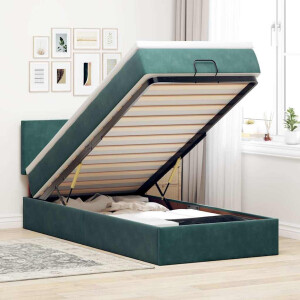 vidaXL Ottoman bed met matras en LED's 90x190cm fluweel donkergroen