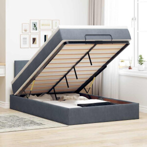 vidaXL Bed poef met matras en LED's 120x190 cm fluweel donkergrijs