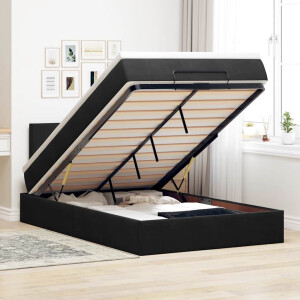 vidaXL Ottoman bed met matras en LED's 120x200cm fluweel zwart