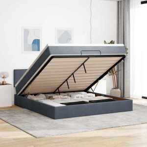 vidaXL Ottoman bed met matras en LED's 180x200cm fluweel donkergrijs
