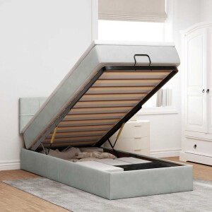 vidaXL Ottoman bed met matras en LED's 80x200cm fluweel lichtgrijs