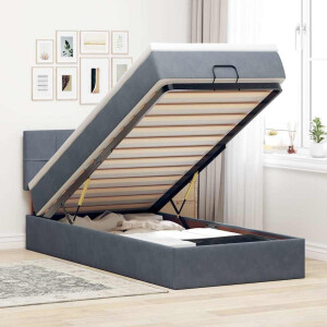 vidaXL Ottoman bed met matras en LED's 90x190cm fluweel donkergrijs