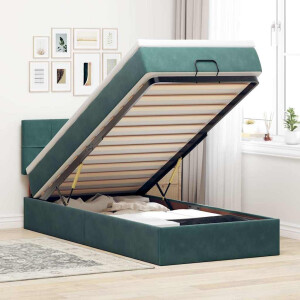 vidaXL Ottoman bed met matras en LED's 90x190cm fluweel donkergroen