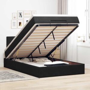 vidaXL Ottoman bed met matras en LED's 120x200cm fluweel zwart