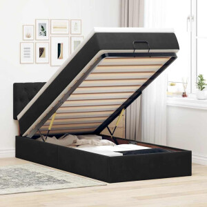 vidaXL Ottoman bed met matras en LED's 90x200cm fluweel zwart