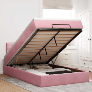 vidaXL Ottoman bed met matras en LED's 120x200cm fluweel roze