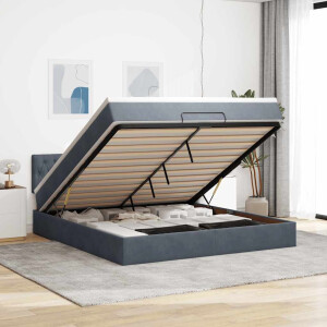 vidaXL Ottoman bed met matras en LED's 160x200cm fluweel donkergrijs