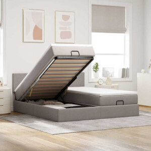 vidaXL Ottoman bed met matrassen en LED's 160x200cm stof taupe
