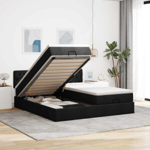vidaXL Ottoman bed met matrassen en LED's 180x200cm stof zwart