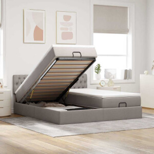vidaXL Ottoman bed met matrassen en LED's 180x200cm stof taupe