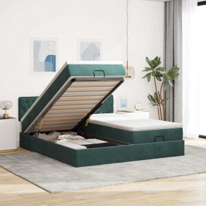 vidaXL Ottoman bed met matrassen en LED's 160x200cm fluweel