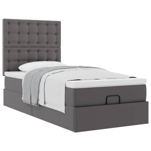 vidaXL Bedframe met matras 80x200 cm kunstleer grijs