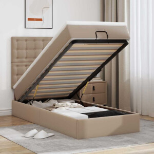 vidaXL Ottomaanse bed met matras 80x200cm kunstleer cappuccinokleurig