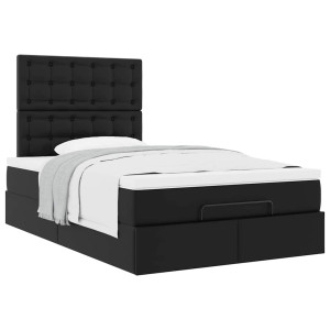 vidaXL Bedframe met matras 120x190 cm kunstleer zwart